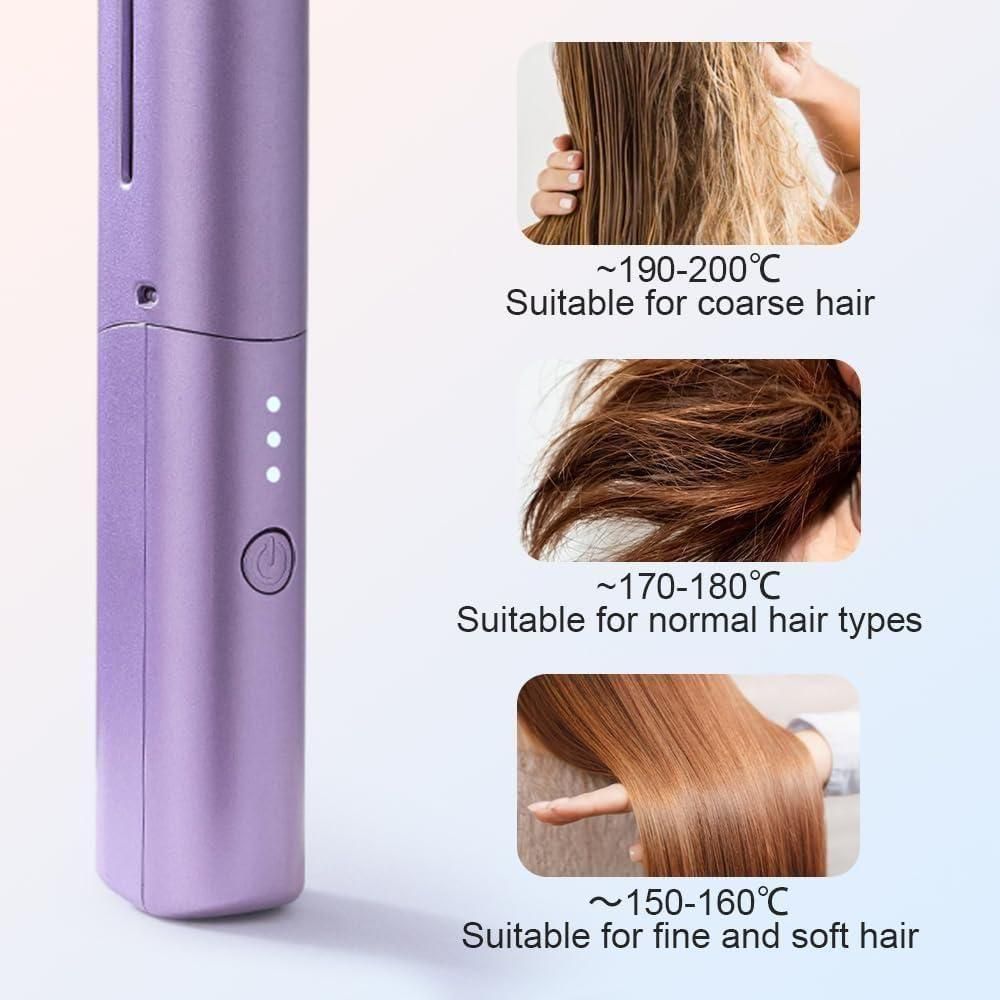 Meneflix Portable Mini Hair Straightener – Cordless Rechargeable Hot Comb (Adjustable Temperature)