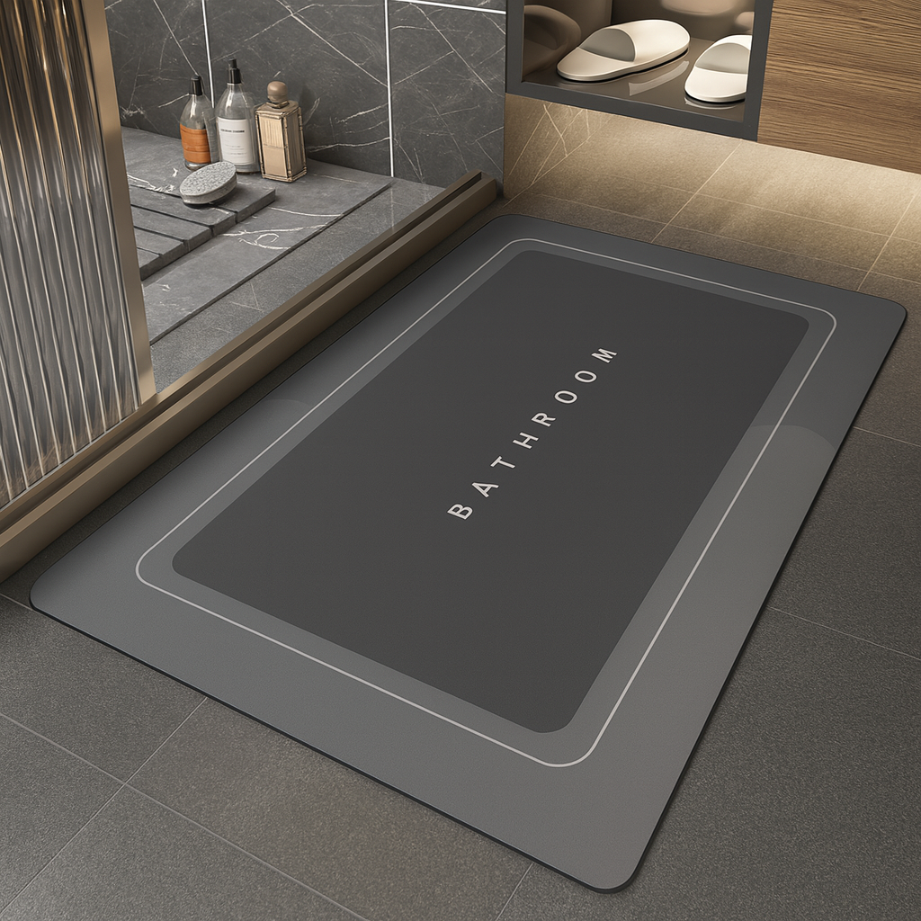 Square Anti-Slip Quick Dry Bathroom Mat – Modern Water-Absorbent Floor Mat